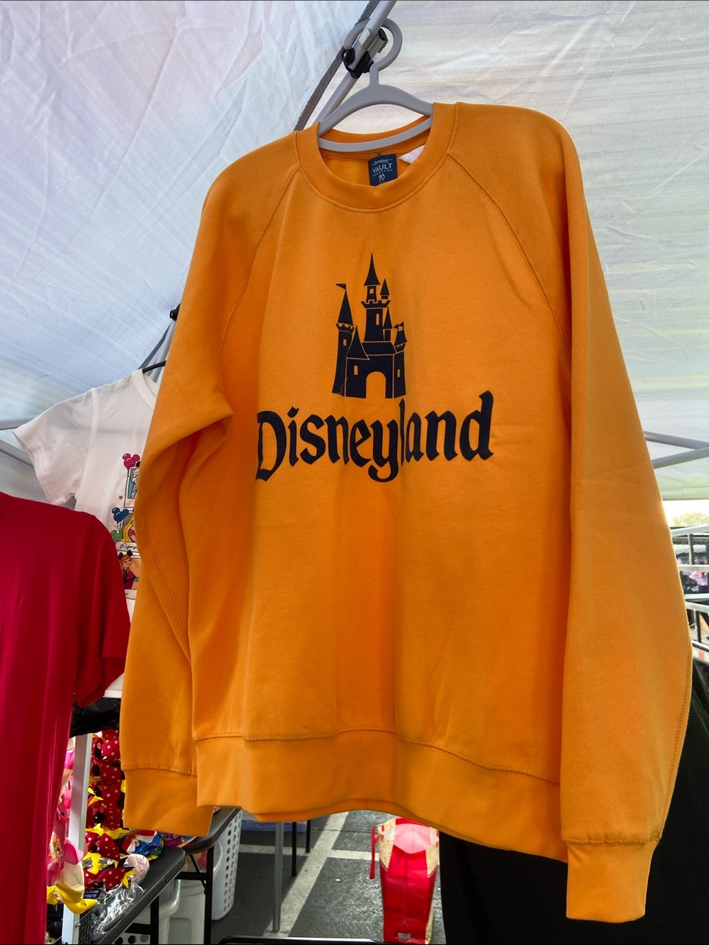 Disney Orange Crewneck with Black Castle Logo
